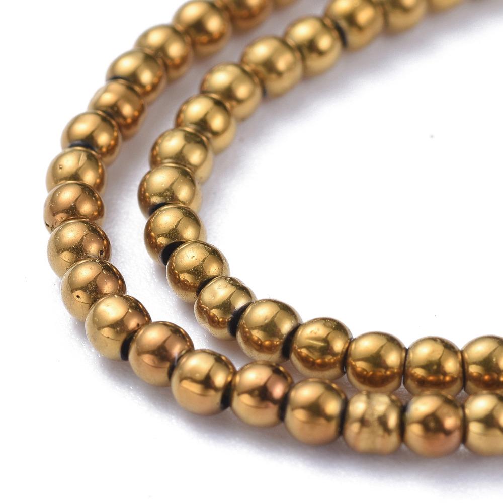 2mm Beads - Gold Spacer Beads - Chinese Glass Beads - Electroplated Beads - Micro Spacers - 14" Strand (1574)