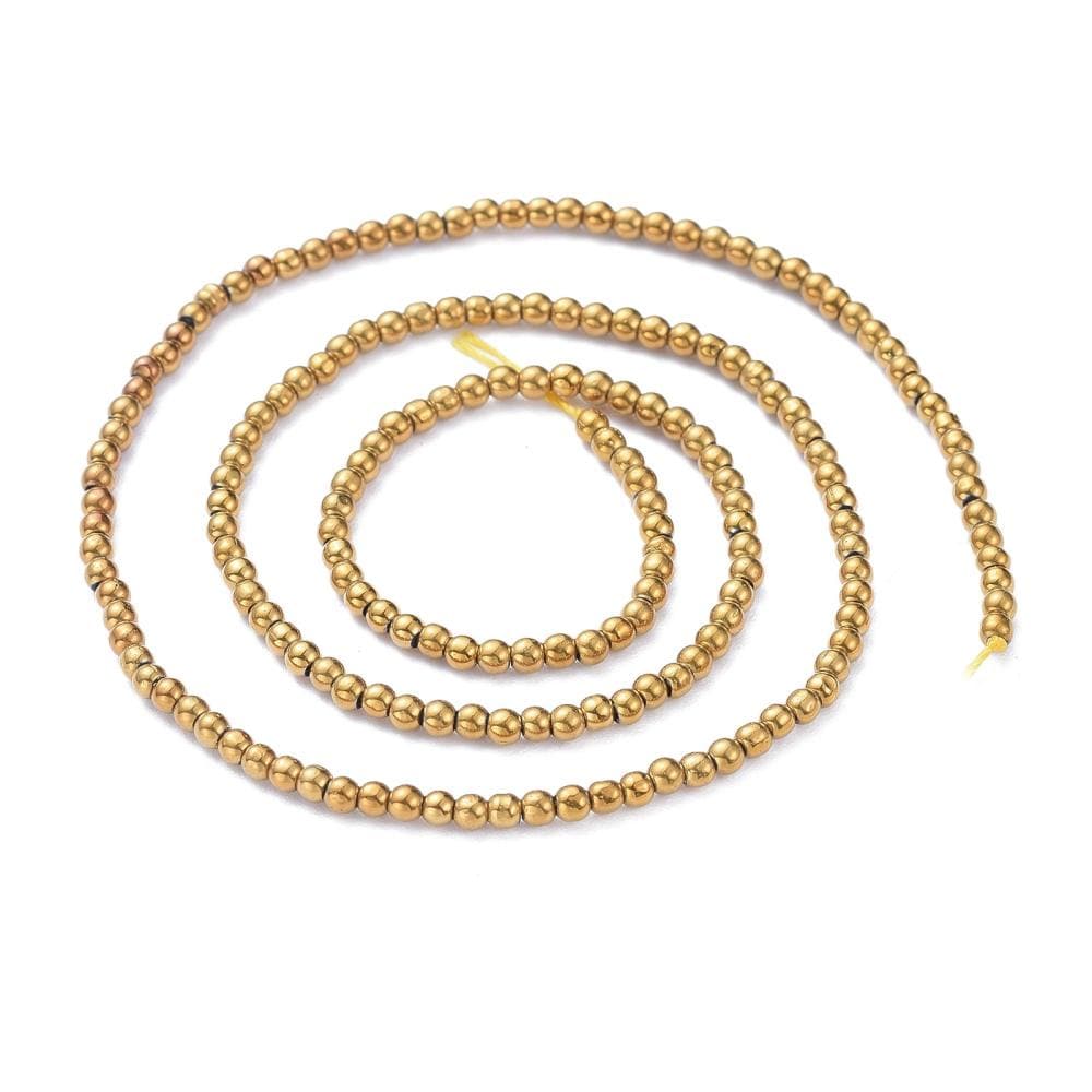 2mm Beads - Gold Spacer Beads - Chinese Glass Beads - Electroplated Beads - Micro Spacers - 14" Strand (1574)