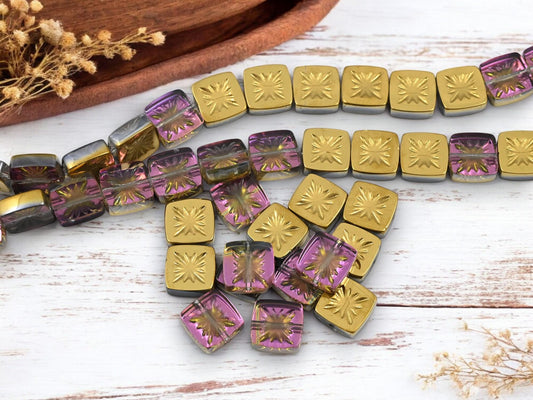 Chinese Glass Beads - Electroplated Beads - Square Beads - 11mm - 20pc - (6144)