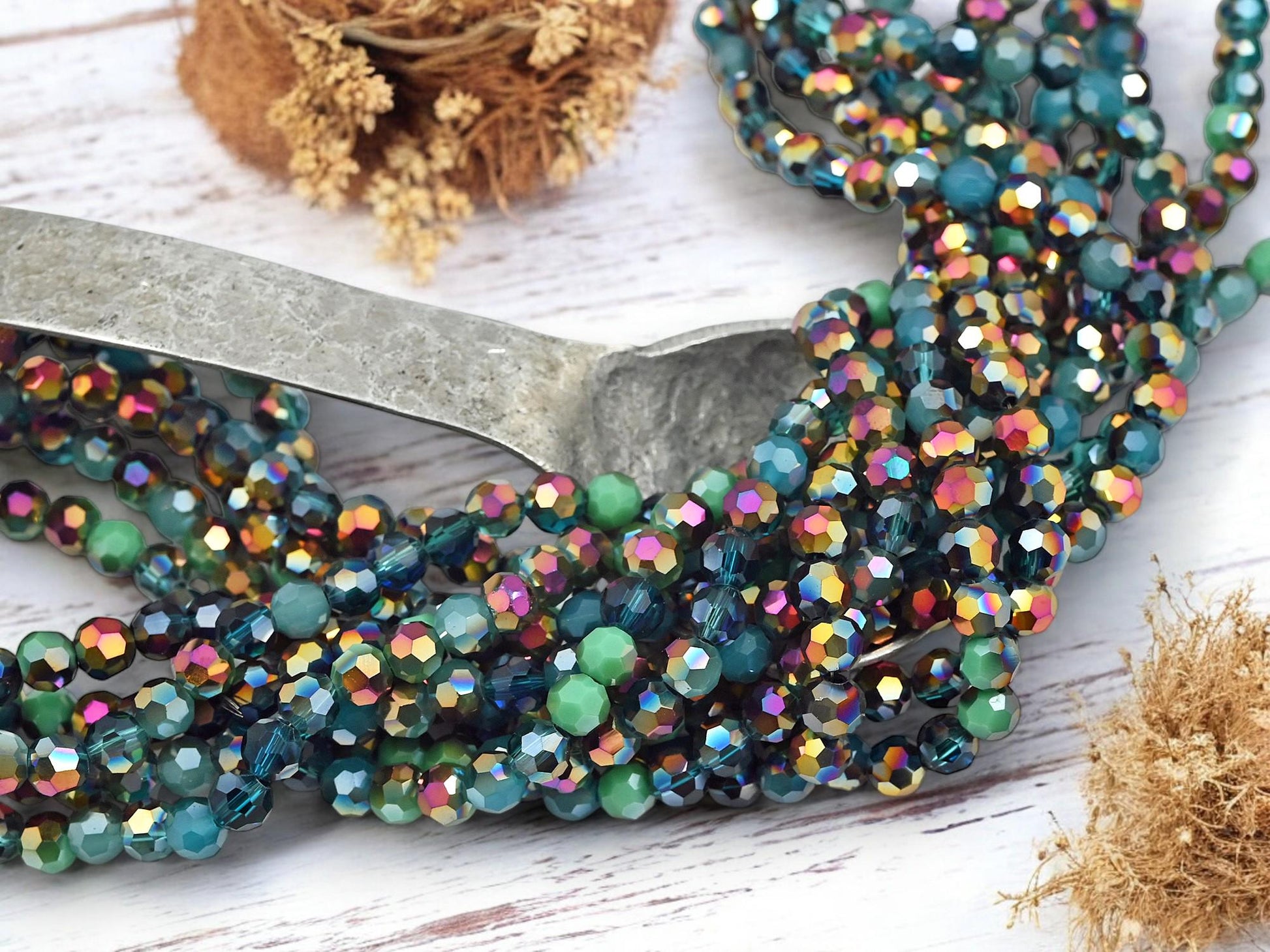 Glass Bead Strands - Fire Polished Beads - Chinese Crystal - Faceted Beads - Electroplated Glass - 20" Strand - (B553)