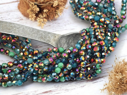 Glass Bead Strands - Fire Polished Beads - Chinese Crystal - Faceted Beads - Electroplated Glass - 20" Strand - (B553)