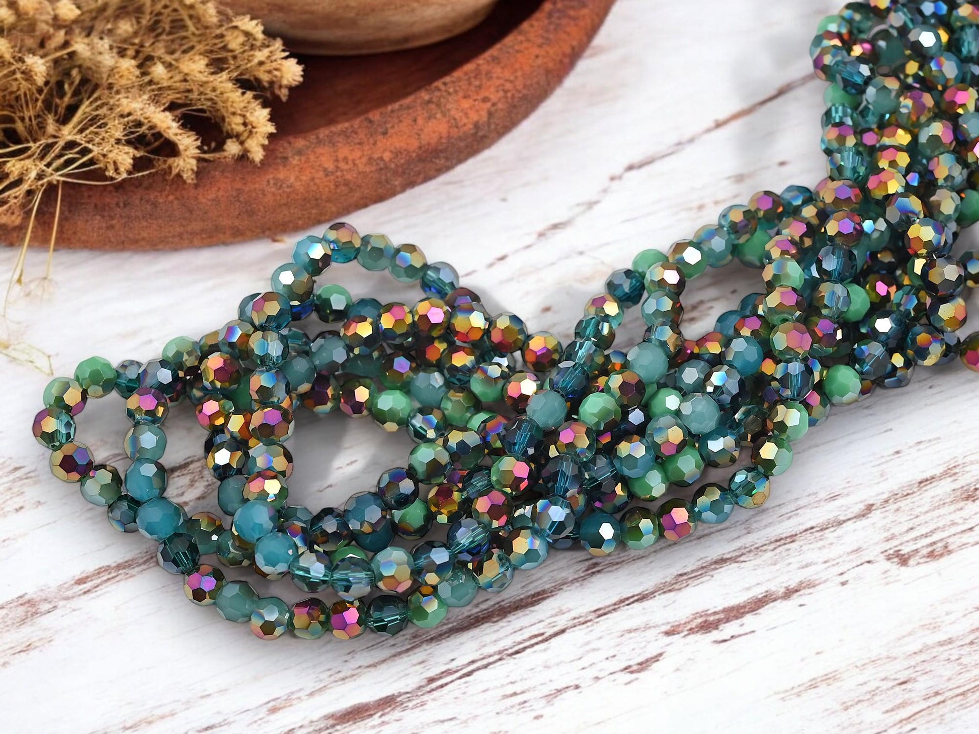 Glass Bead Strands - Fire Polished Beads - Chinese Crystal - Faceted Beads - Electroplated Glass - 20" Strand - (B553)