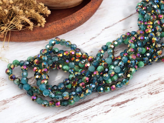 Glass Bead Strands - Fire Polished Beads - Chinese Crystal - Faceted Beads - Electroplated Glass - 20" Strand - (B553)