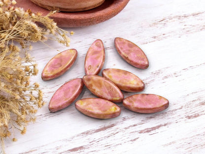 Picasso Beads - Czech Glass Beads - Spindle Beads - Marquise Beads - 18x7mm - 8pcs - (1840)