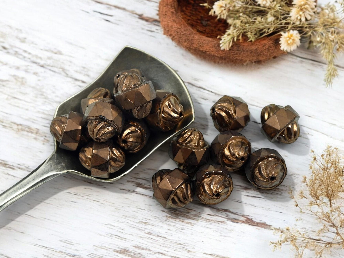 Czech Glass Beads - Bronze Beads - Cathedral Beads - 11x9mm- 15pcs - (629)