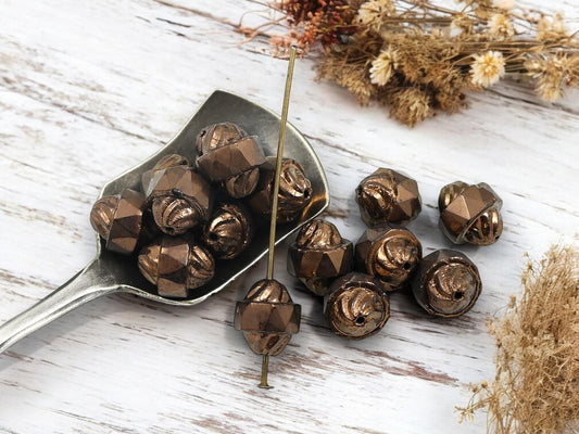 Czech Glass Beads - Bronze Beads - Cathedral Beads - 11x9mm- 15pcs - (629)