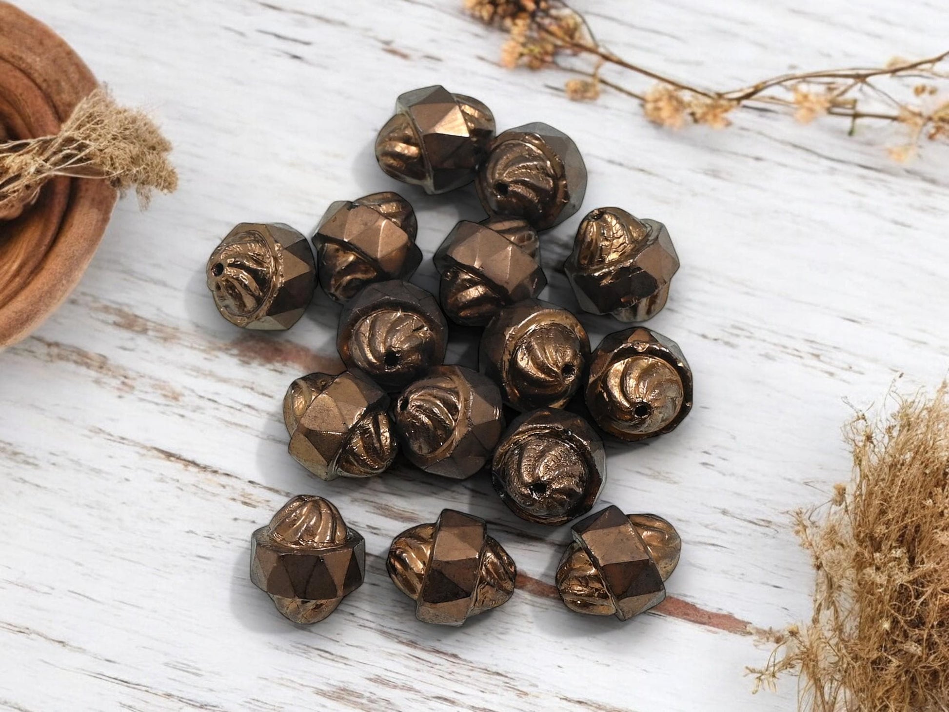 Czech Glass Beads - Bronze Beads - Cathedral Beads - 11x9mm- 15pcs - (629)