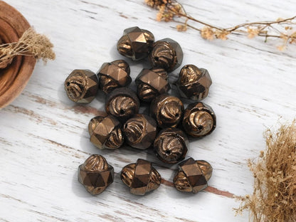 Czech Glass Beads - Bronze Beads - Cathedral Beads - 11x9mm- 15pcs - (629)