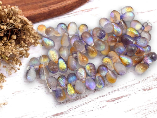 Czech Glass Beads - Tear Drop Beads - Top Hole Tear Drop - 6x9mm - 25pcs - (4490)