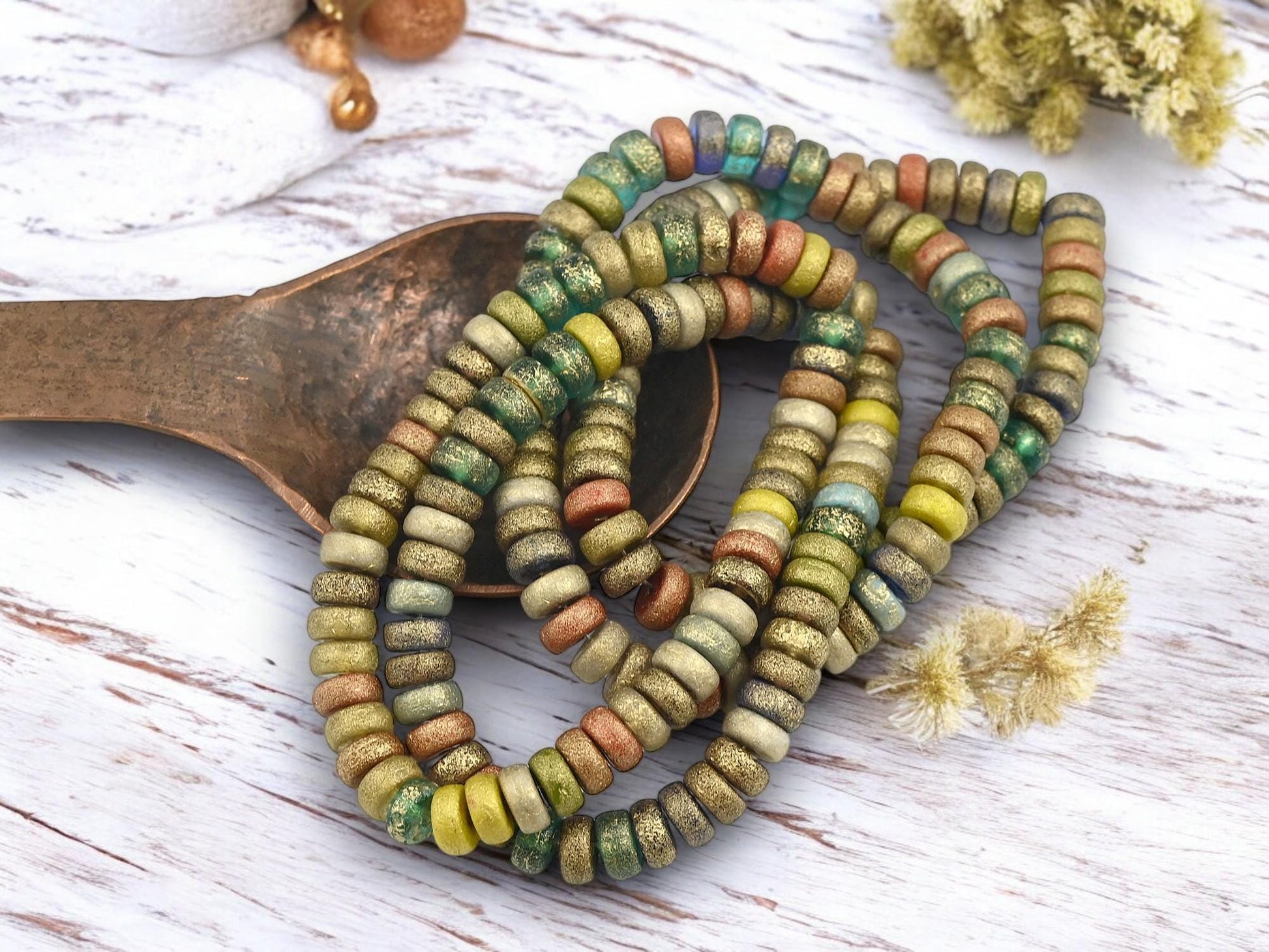 Heishi Beads - Czech Glass Beads - Spacer Beads - Picasso Beads - Rondelle Beads - 6x3mm - 50pcs - (B213)