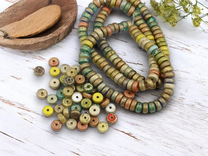 Heishi Beads - Czech Glass Beads - Spacer Beads - Picasso Beads - Rondelle Beads - 6x3mm - 50pcs - (B213)