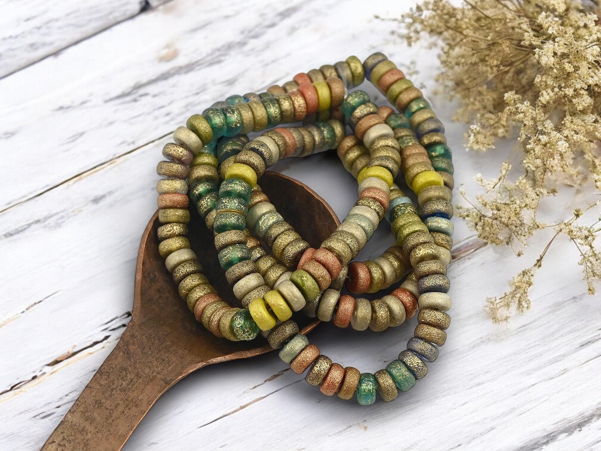 Heishi Beads - Czech Glass Beads - Spacer Beads - Picasso Beads - Rondelle Beads - 6x3mm - 50pcs - (B213)