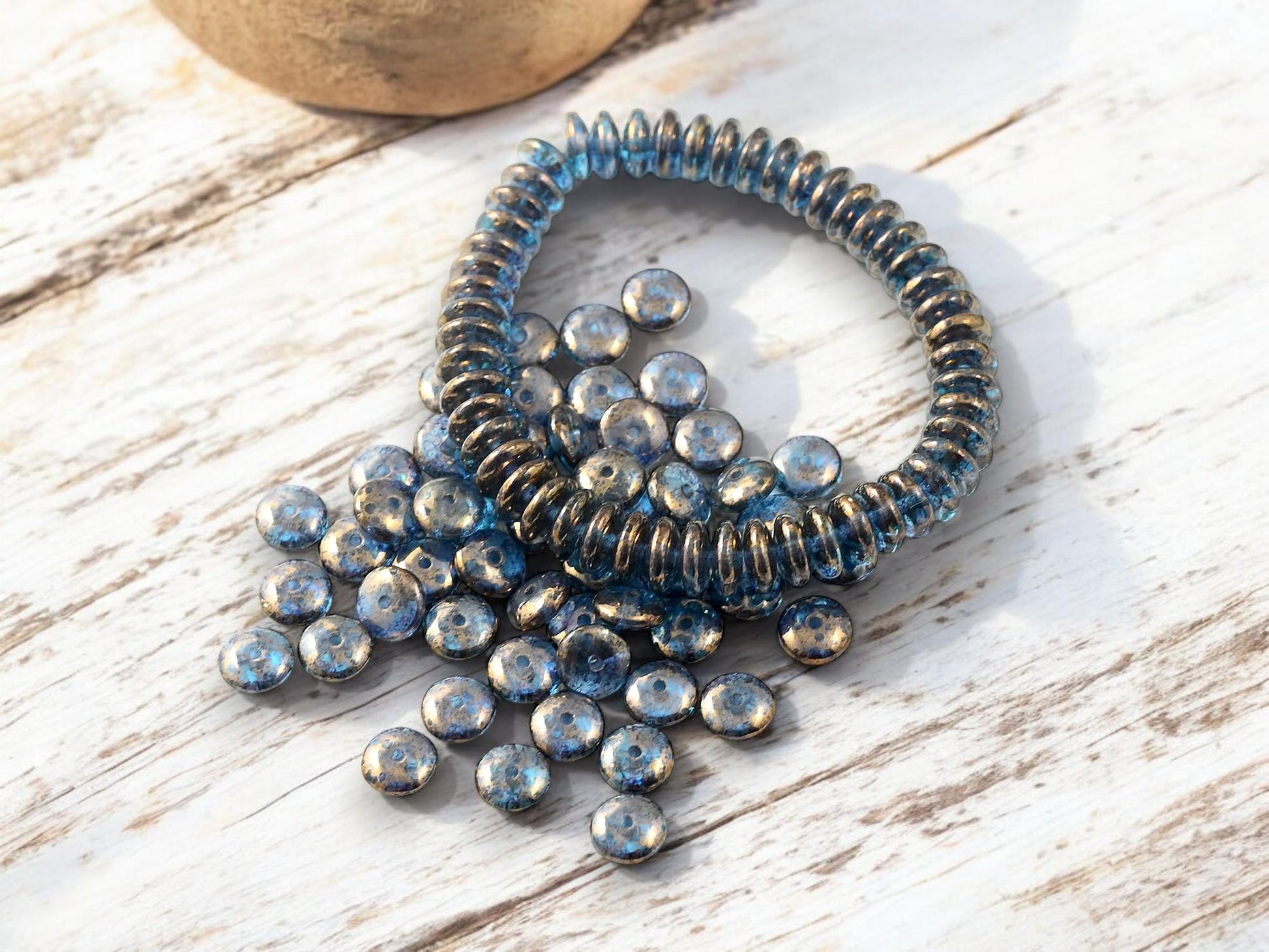 Disc Spacer - Czech Glass Beads - Picasso Beads - Rondelle Spacer - Rondelle Beads - 6x2mm - 50pcs - (478)