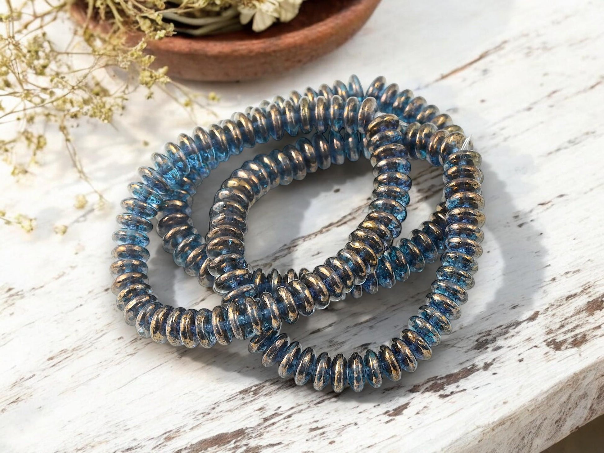 Disc Spacer - Czech Glass Beads - Picasso Beads - Rondelle Spacer - Rondelle Beads - 6x2mm - 50pcs - (478)