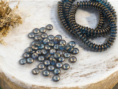 Disc Spacer - Czech Glass Beads - Picasso Beads - Rondelle Spacer - Rondelle Beads - 6x2mm - 50pcs - (478)