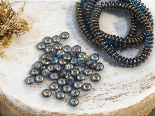 Disc Spacer - Czech Glass Beads - Picasso Beads - Rondelle Spacer - Rondelle Beads - 6x2mm - 50pcs - (478)