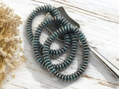 Disc Spacer - Czech Glass Beads - Picasso Beads - Rondelle Spacer - Rondelle Beads - 6x2mm - 50pcs - (1363)