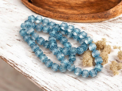 *20* 6mm Turquoise Washed Matte Crystal Cathedral Beads