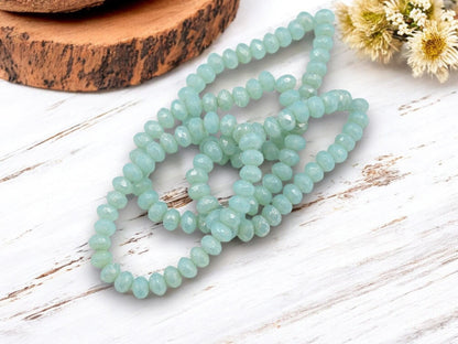 *30* 3x5mm Silver Mercury Washed Blue Opal Fire Polished Rondelle Beads