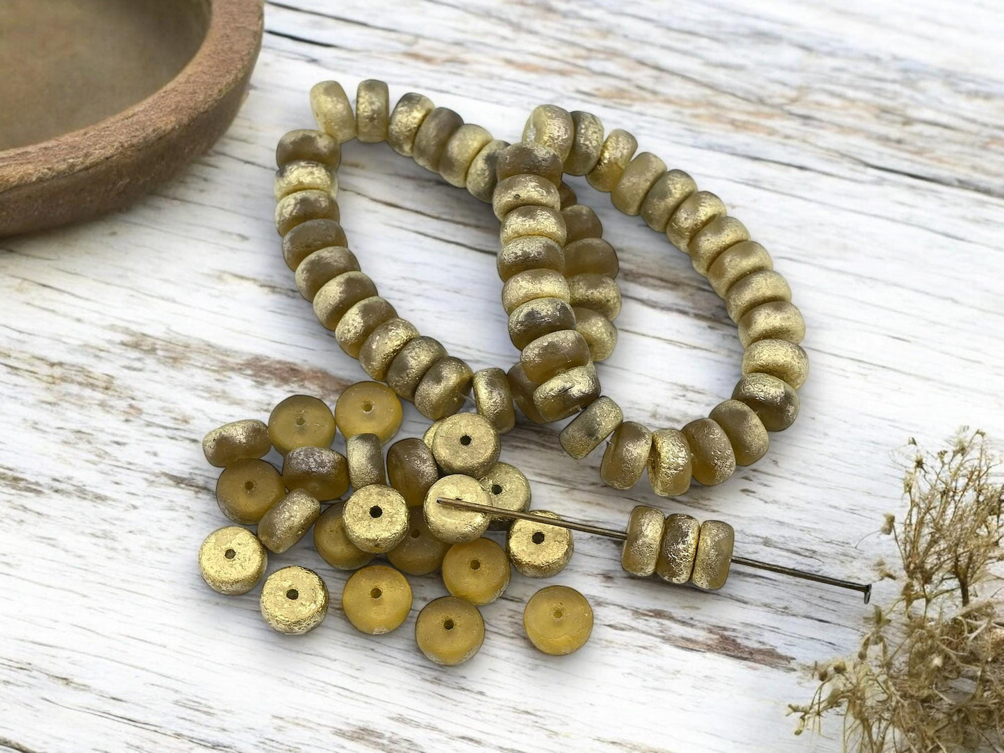 Heishi Beads - Czech Glass Beads - Spacer Beads - Picasso Beads - Rondelle Beads - 8x4mm - 25pcs - (1115)