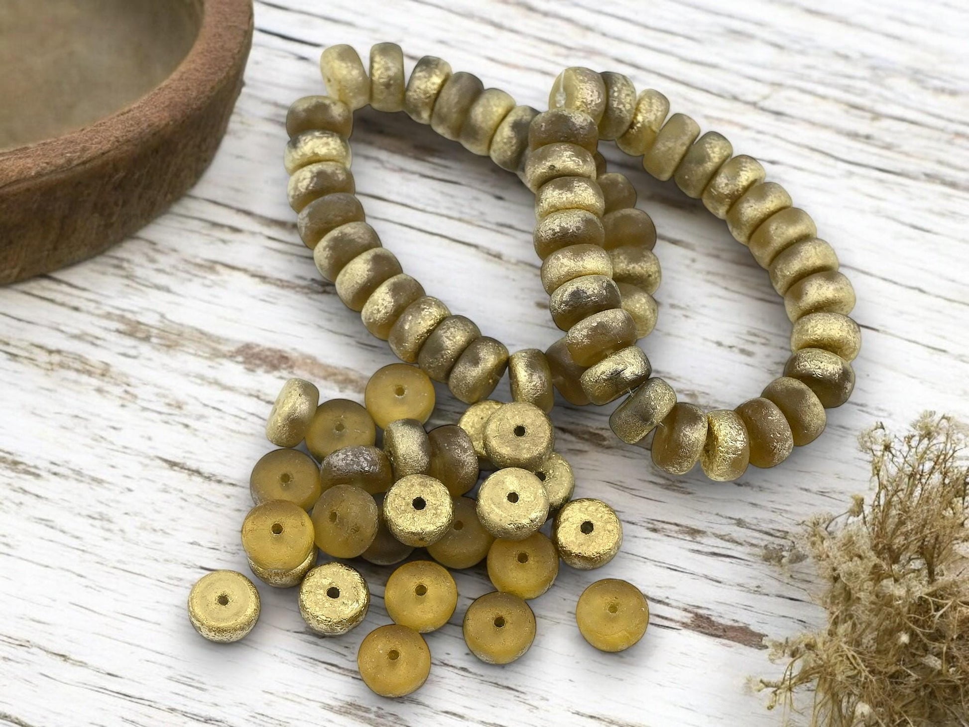 Heishi Beads - Czech Glass Beads - Spacer Beads - Picasso Beads - Rondelle Beads - 8x4mm - 25pcs - (1115)