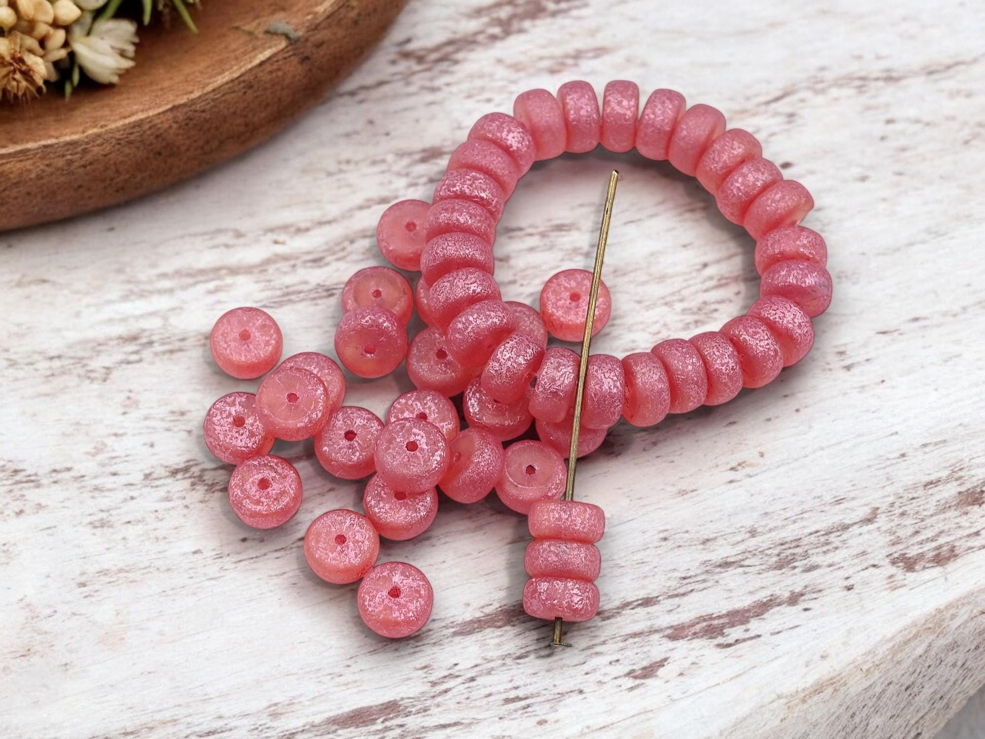 Czech Glass Beads - Heishi Beads - Spacer Beads - Picasso Beads - Rondelle Beads - 8x4mm - 25pcs - (5053)