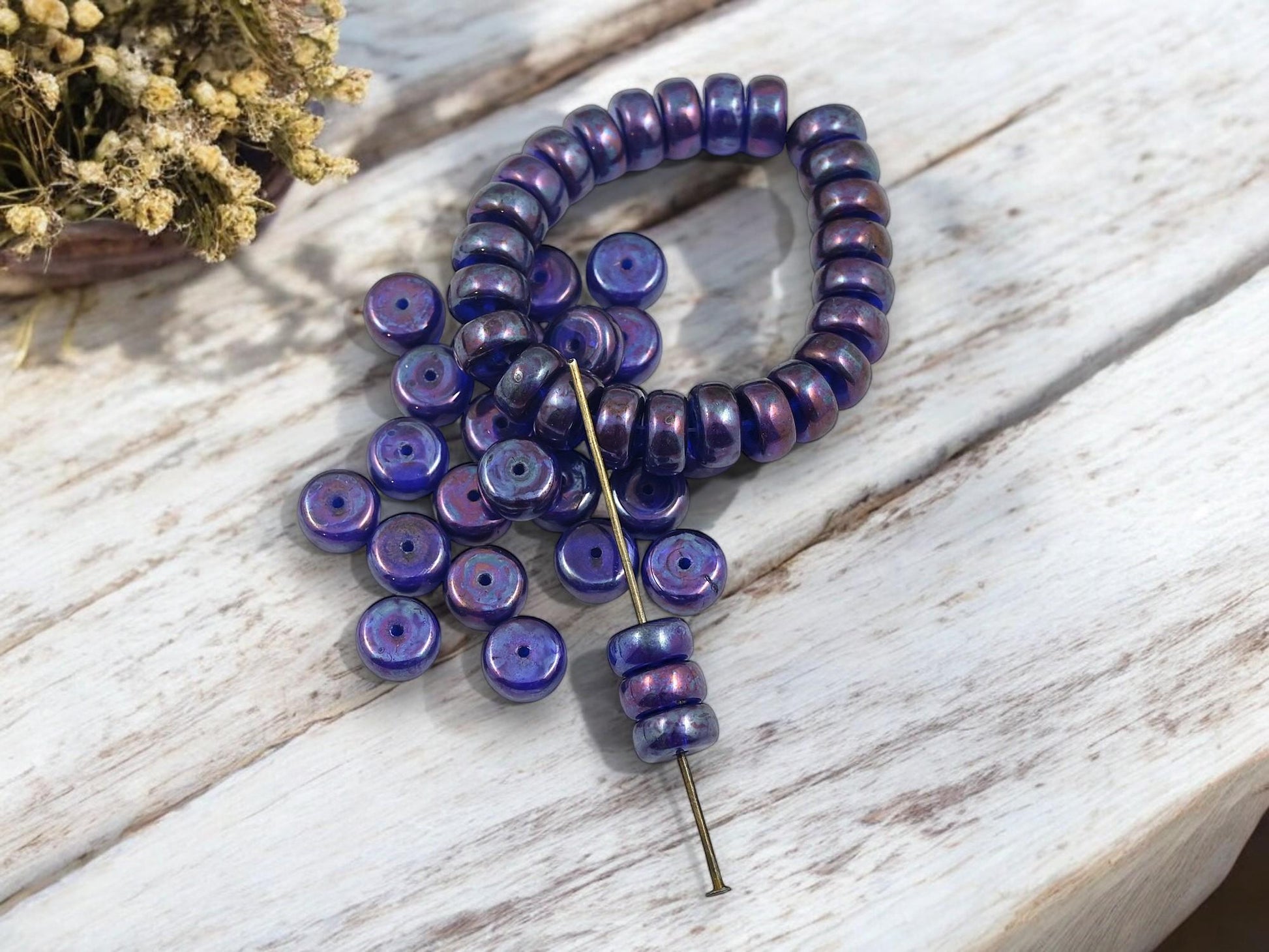 Czech Glass Beads - Heishi Beads - Spacer Beads - Picasso Beads - Rondelle Beads - 8x4mm - 25pcs - (4418)