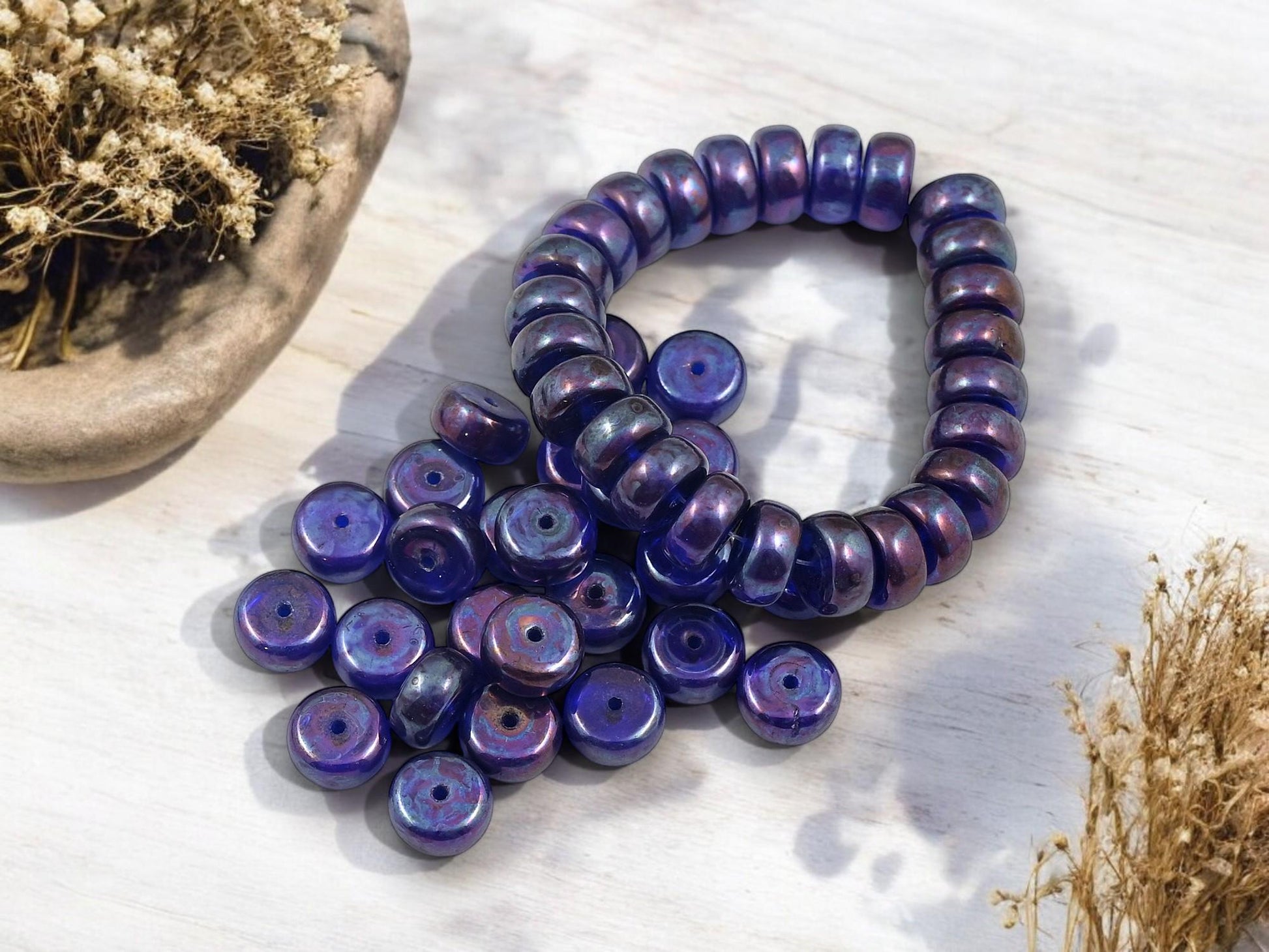 Czech Glass Beads - Heishi Beads - Spacer Beads - Picasso Beads - Rondelle Beads - 8x4mm - 25pcs - (4418)