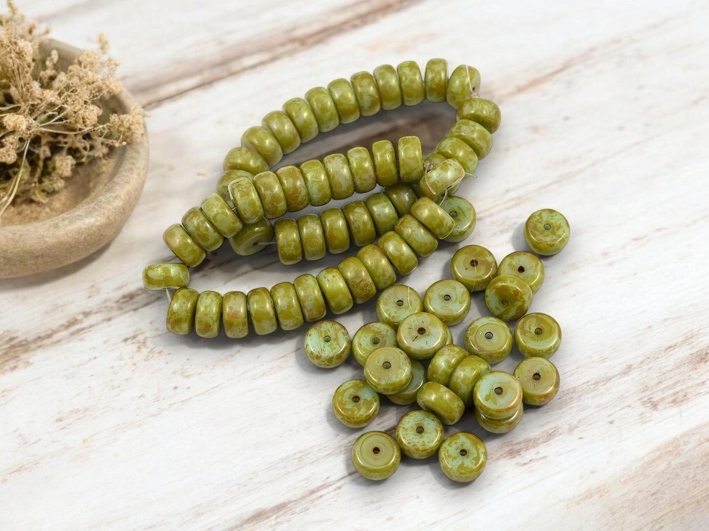 Picasso Beads - Heishi Beads - Czech Glass Beads - Spacer Beads - Rondelle Beads - 8x4mm - 25pcs - (A15)