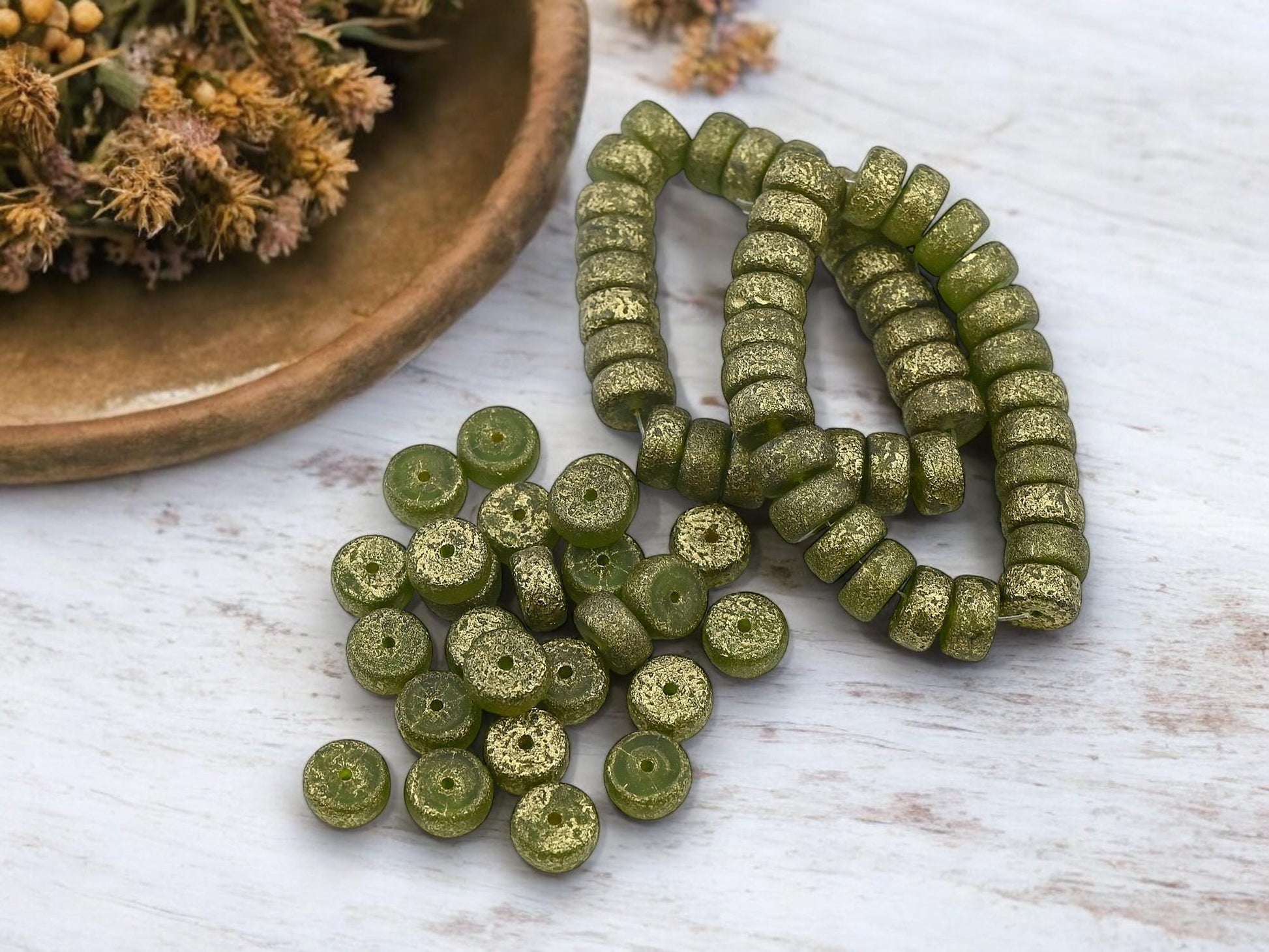 Heishi Beads - Czech Glass Beads - Spacer Beads - Picasso Beads - Rondelle Beads - 8x4mm - 25pcs - (A3)