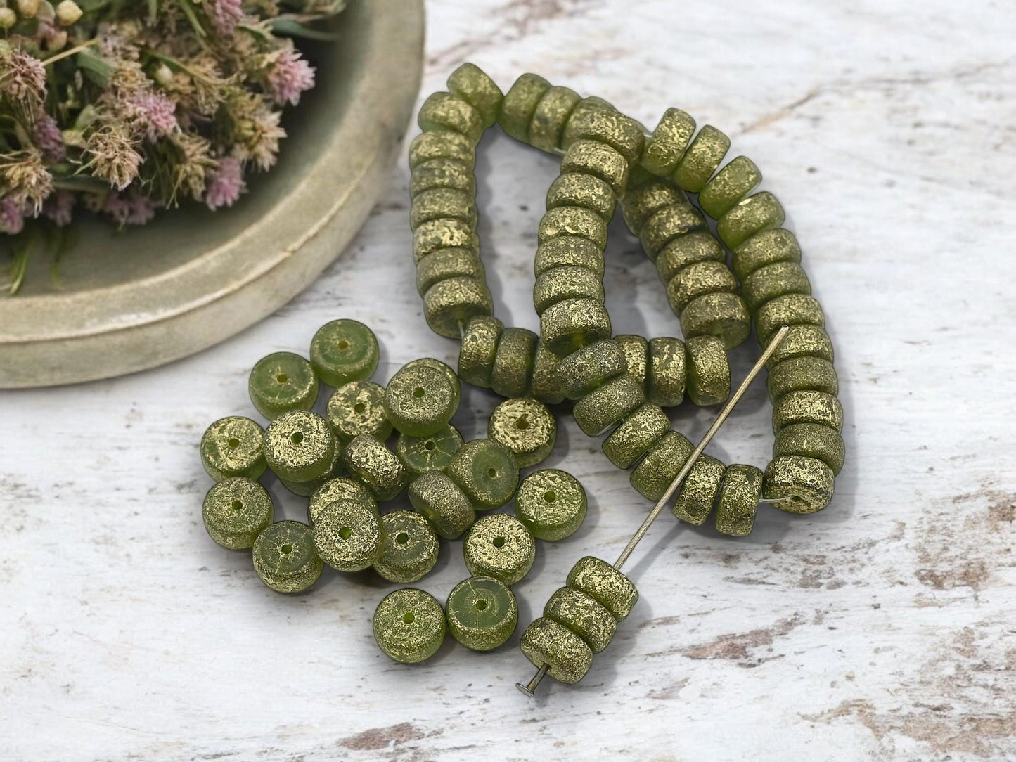 Heishi Beads - Czech Glass Beads - Spacer Beads - Picasso Beads - Rondelle Beads - 8x4mm - 25pcs - (A3)