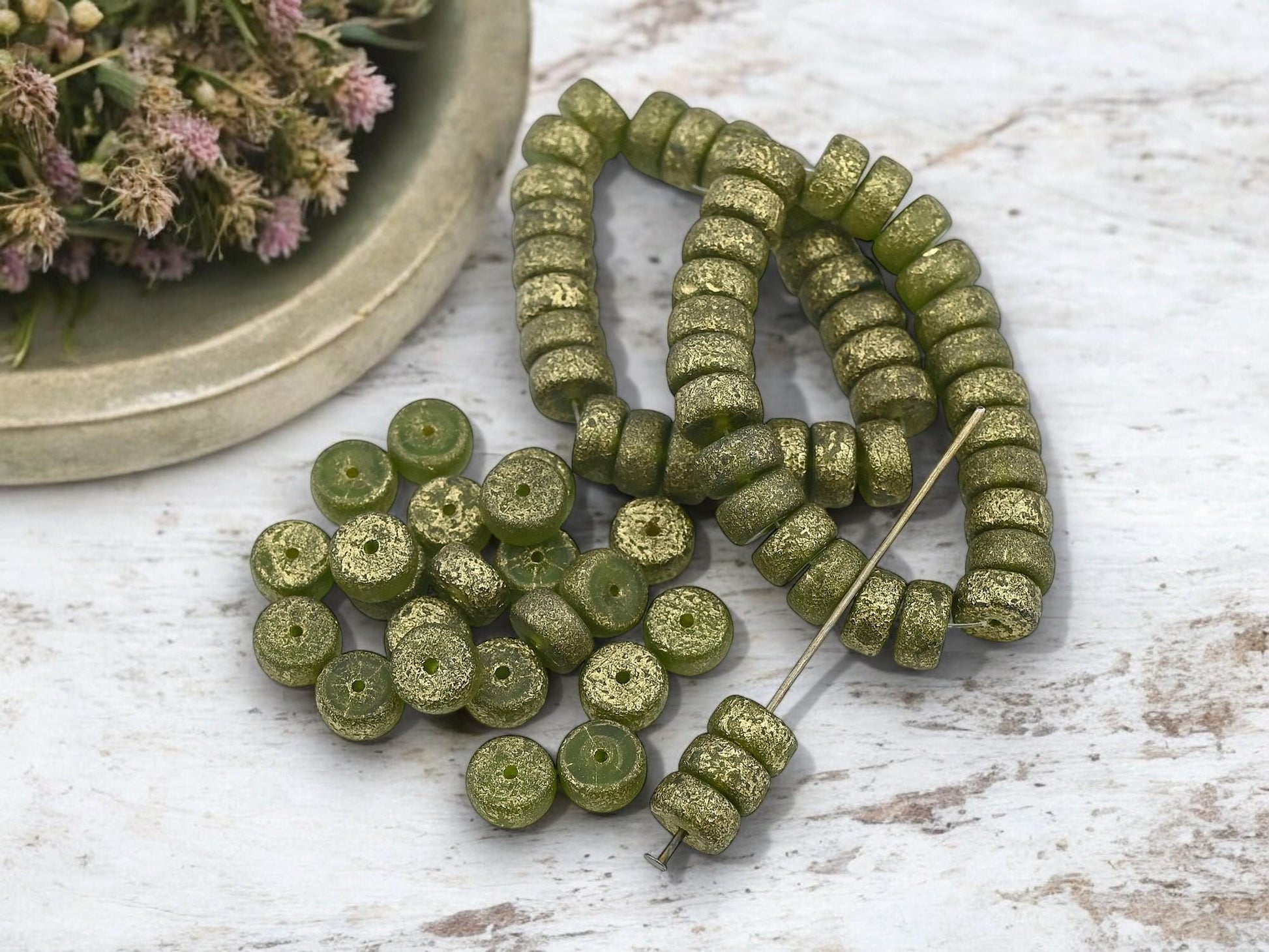 Heishi Beads - Czech Glass Beads - Spacer Beads - Picasso Beads - Rondelle Beads - 8x4mm - 25pcs - (A3)