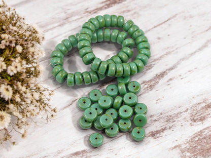 Picasso Beads - Heishi Beads - Czech Glass Beads - Spacer Beads - Rondelle Beads - 8x4mm - 25pcs - (A13)