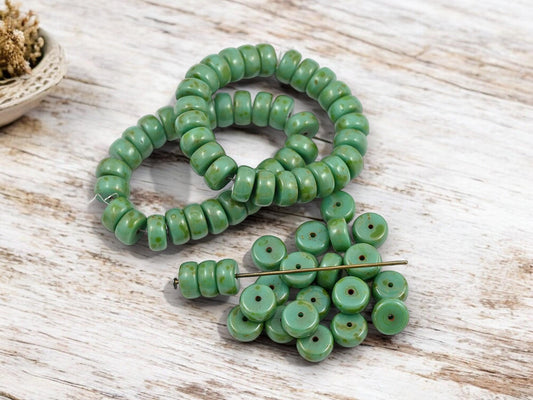 Picasso Beads - Heishi Beads - Czech Glass Beads - Spacer Beads - Rondelle Beads - 8x4mm - 25pcs - (A13)