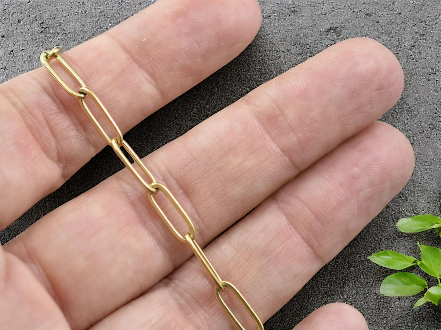 12x4mm Vacuum Plated Gold 304 Stainless Steel Paperclip Chain (1ft)