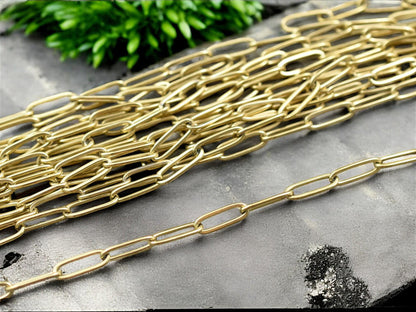 12x4mm Vacuum Plated Gold 304 Stainless Steel Paperclip Chain (1ft)