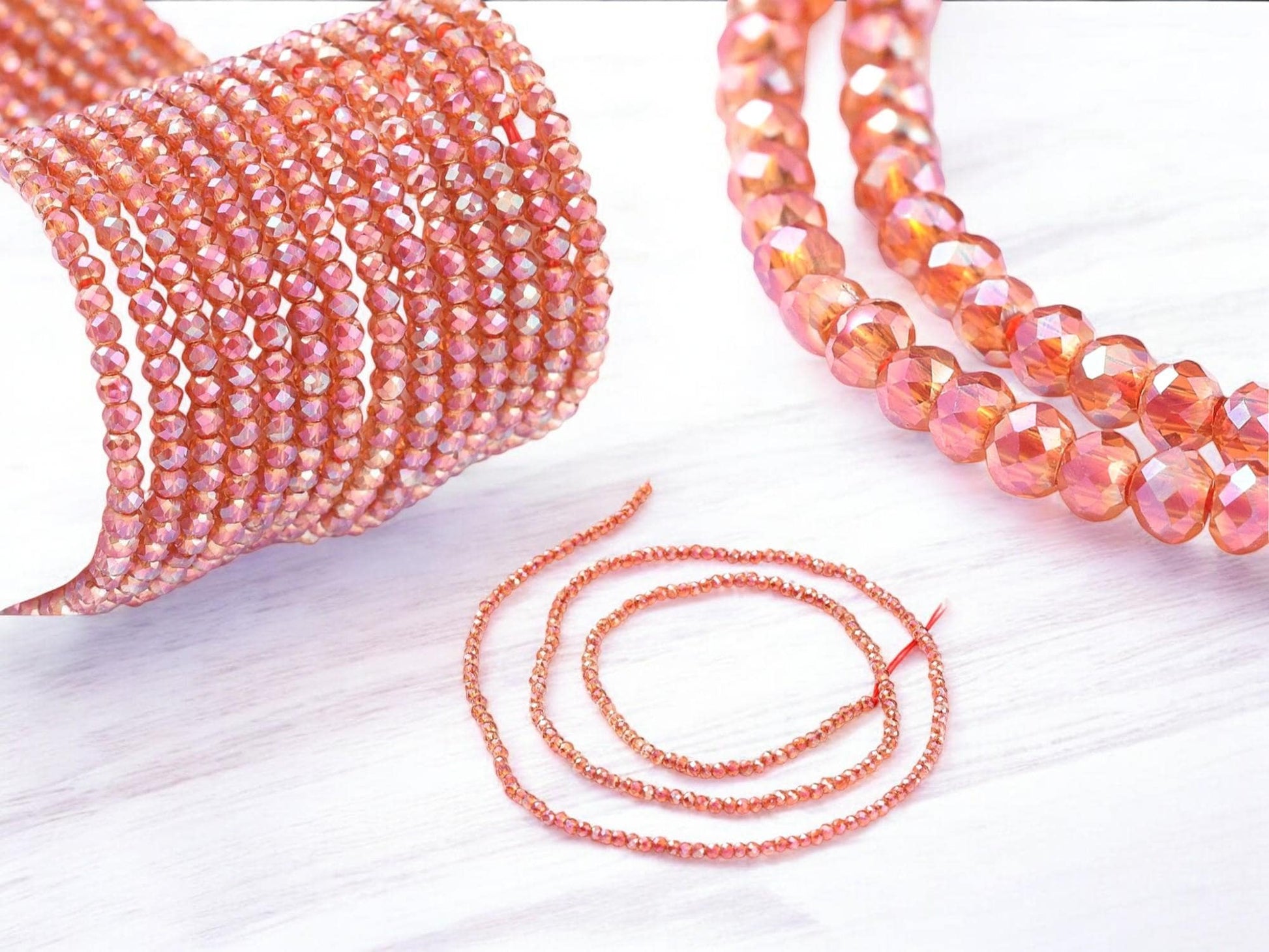 Rondelle Beads - Spacer Beads - Chinese Glass Beads - Electroplated Beads - Micro Spacers - 2mm - 14" Strand - (2681)