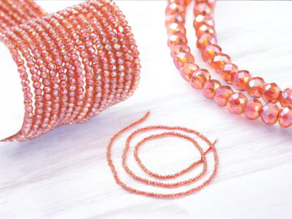 Rondelle Beads - Spacer Beads - Chinese Glass Beads - Electroplated Beads - Micro Spacers - 2mm - 14" Strand - (2681)