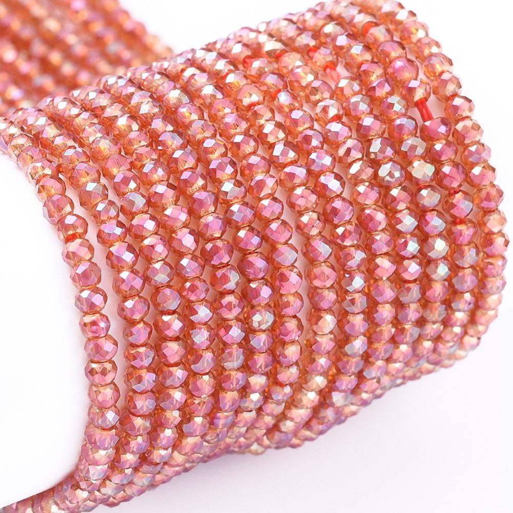 Rondelle Beads - Spacer Beads - Chinese Glass Beads - Electroplated Beads - Micro Spacers - 2mm - 14" Strand - (2681)