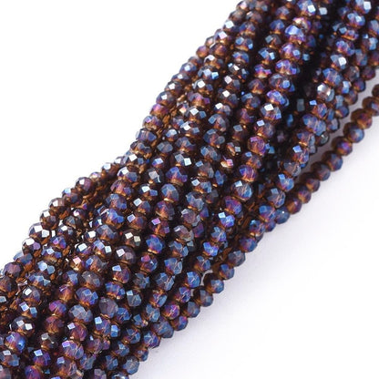 Rondelle Beads - Spacer Beads - Chinese Glass Beads - Electroplated Beads - Micro Spacers - 2mm - 14" Strand - (350)