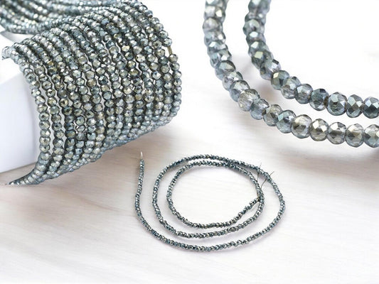 Rondelle Beads - Spacer Beads - Chinese Glass Beads - Electroplated Beads - Micro Spacers - 2mm - 14" Strand - (384)