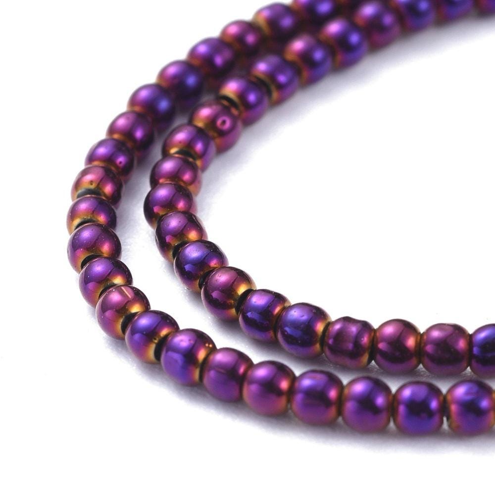 2mm Beads - Spacer Beads - Chinese Glass Beads - Electroplated Beads - Micro Spacers - 14" Strand - (4305)