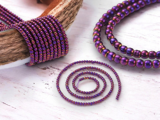 2mm Beads - Spacer Beads - Chinese Glass Beads - Electroplated Beads - Micro Spacers - 14" Strand - (4305)