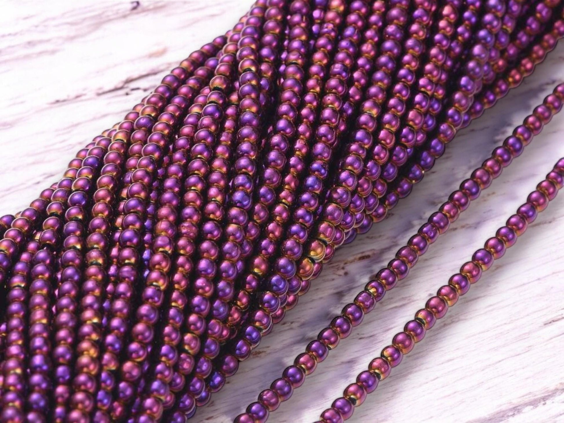 2mm Beads - Spacer Beads - Chinese Glass Beads - Electroplated Beads - Micro Spacers - 14" Strand - (4305)