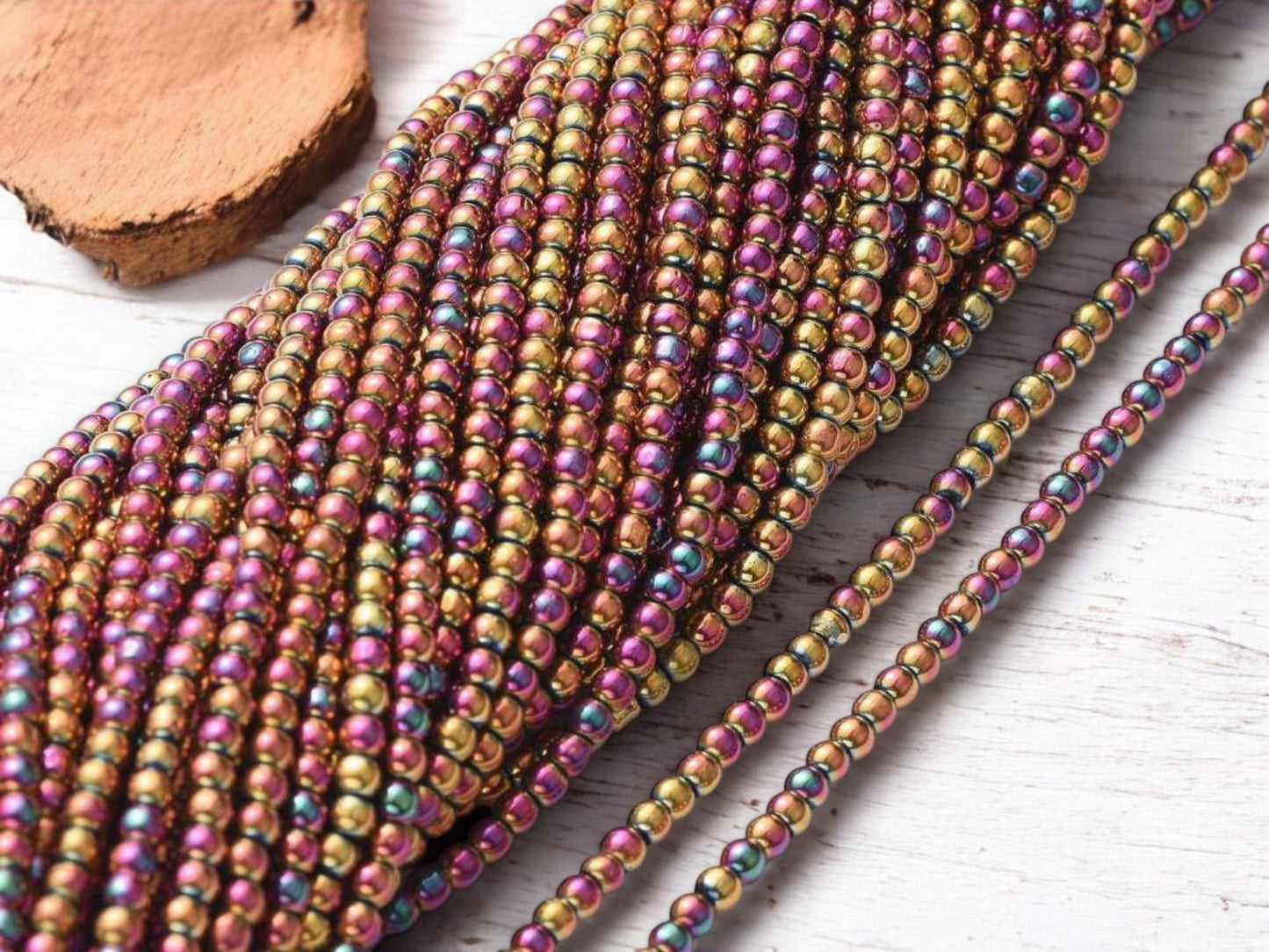 2mm Beads - Spacer Beads - Chinese Glass Beads - Electroplated Beads - Micro Spacers - 14" Strand - (2923)