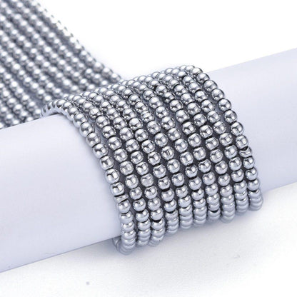 2mm Beads - Silver Spacer Beads - Chinese Glass Beads - Electroplated Beads - Micro Spacers - 14" Strand - (113)