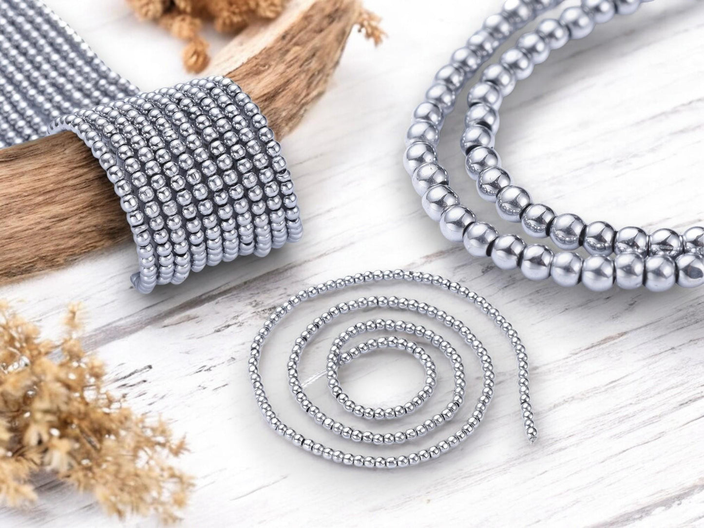 2mm Beads - Silver Spacer Beads - Chinese Glass Beads - Electroplated Beads - Micro Spacers - 14" Strand - (113)