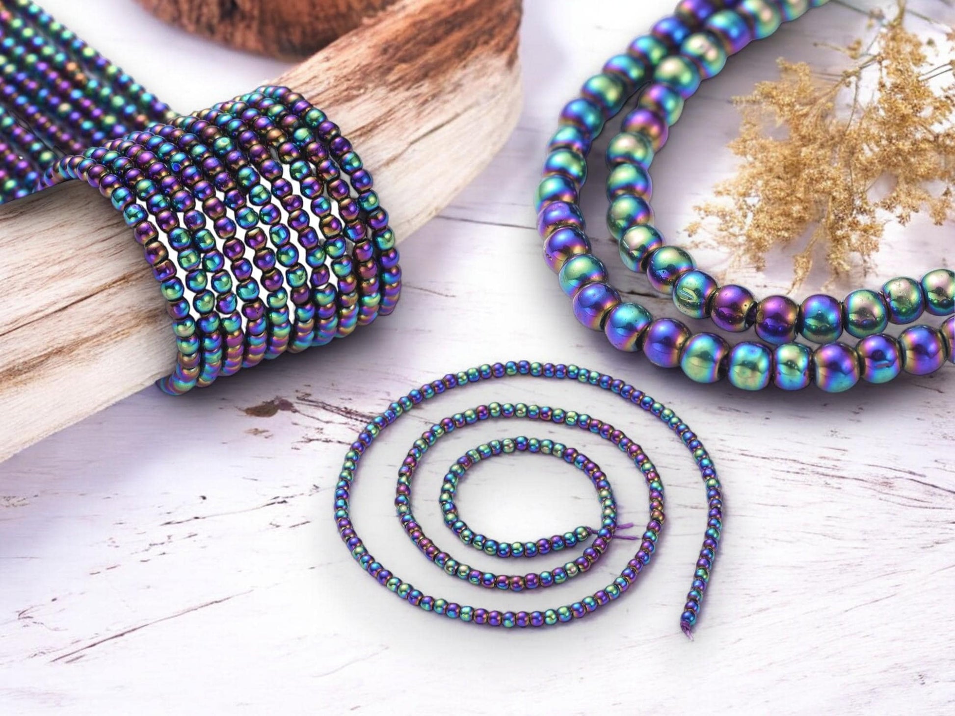 2mm Beads - Spacer Beads - Chinese Glass Beads - Electroplated Beads - Micro Spacers - 14" Strand (571)