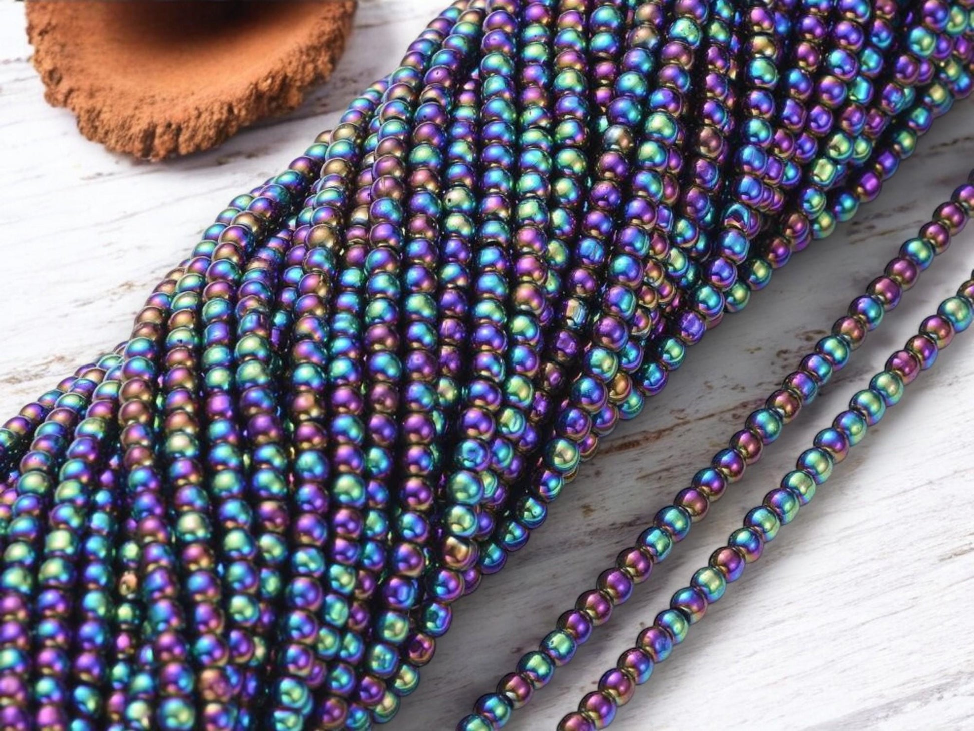 2mm Beads - Spacer Beads - Chinese Glass Beads - Electroplated Beads - Micro Spacers - 14" Strand (571)