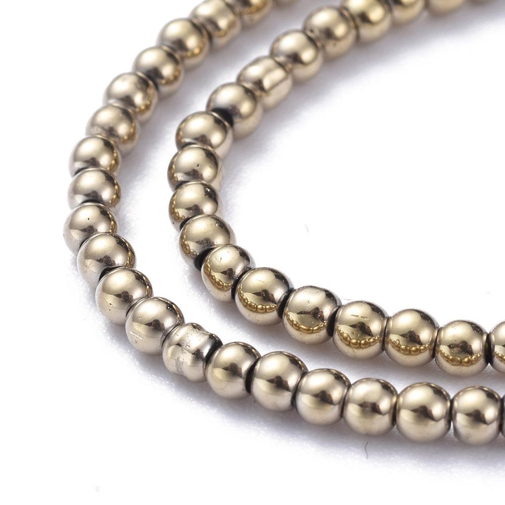 2mm Beads - Gold Spacer Beads - Chinese Glass Beads - Electroplated Beads - Micro Spacers - 14" Strand (571)